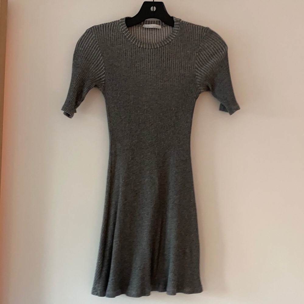 Gray Tshirt Dress - Ribbed